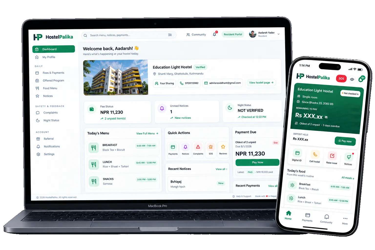 The resident portal dashboard